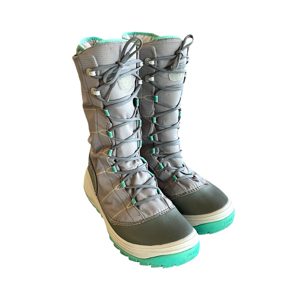 TEVA Jordanelle Womens Size 8.5/EU 39.5 Gray/Teal Lace-Up Insulated Winter Boots - Picture 1 of 12